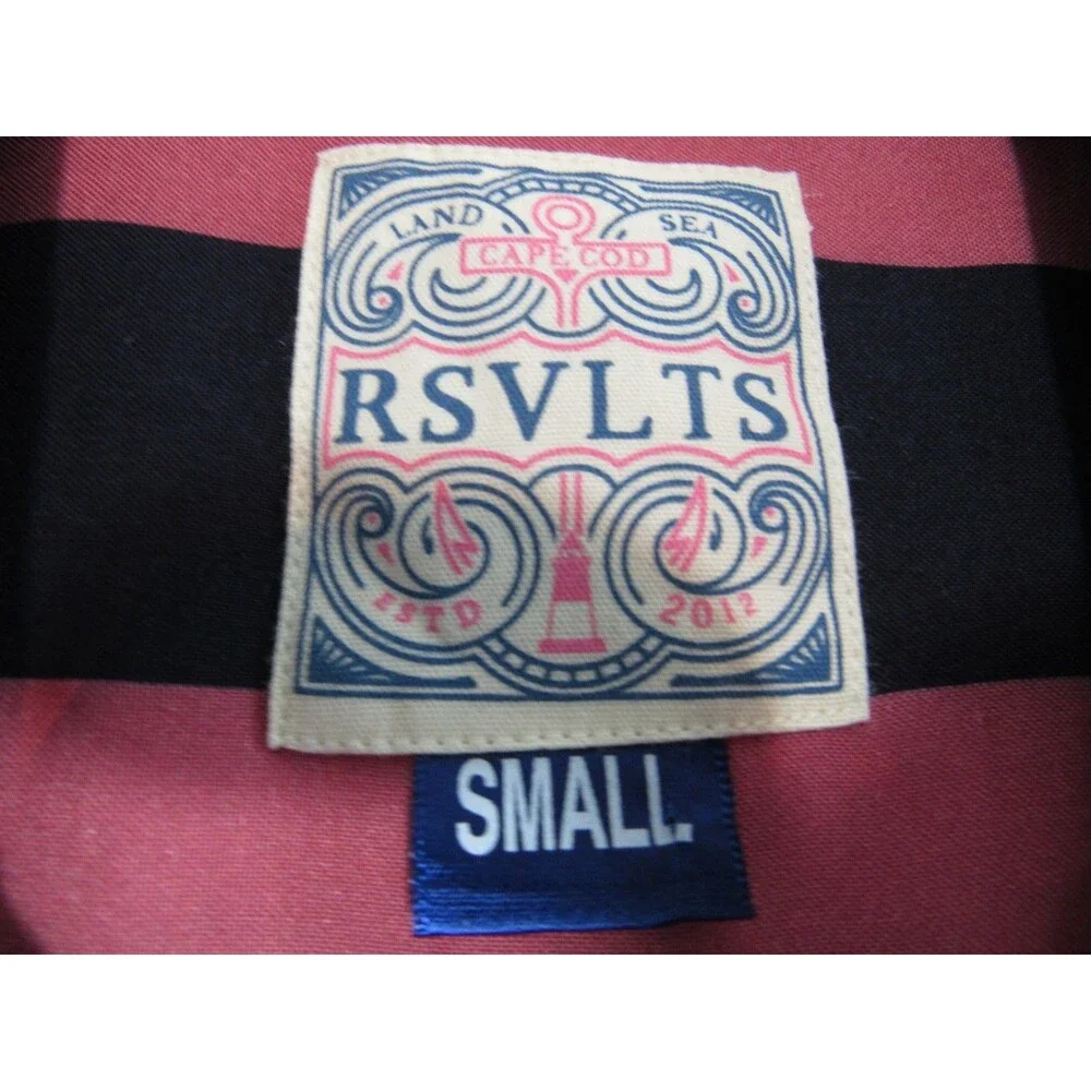 RSVLTS Red & Black Striped Cape Cod Short Sleeve Button Down Shirt Small NWT
